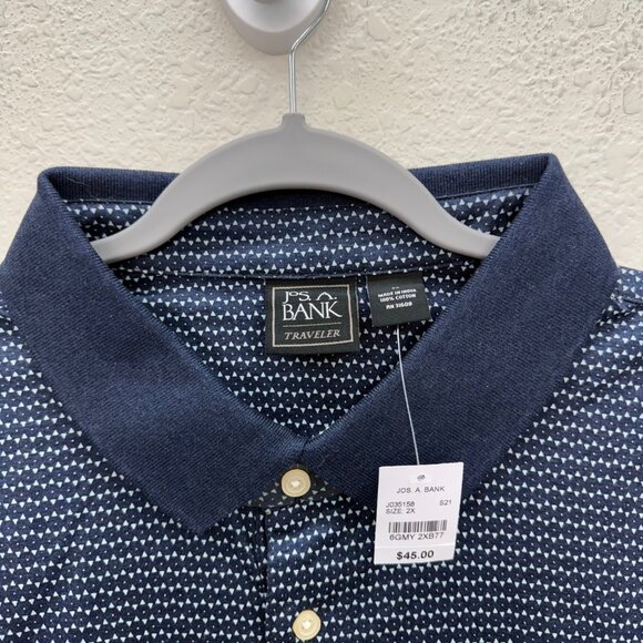 Jos A Bank Traveler Cotton Short Sleeve Printed Polo Shirt J035158 Mens 2X NEW - Picture 2 of 8